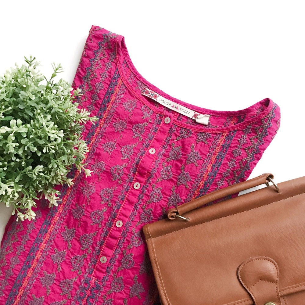 Chelsea & Violet Pink Embroidered Top